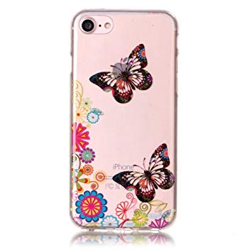 UCLL iphone 7 Case,Colorful Butterfly Pattern Soft Case For 4.7 inch iphone7 , iPhone 7 Soft Case With A Free...