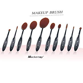 [Updated Version] Makeup brushes Professional 10 Pcs Soft Oval Toothbrush Makeup Brush Sets