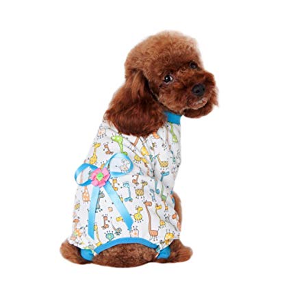 Haoricu Pet Clothes, Cotton Pajamas Printed chien Dog Pet Clothes Clothing For Small Puppy Dog Custome Pet Jumpsuit