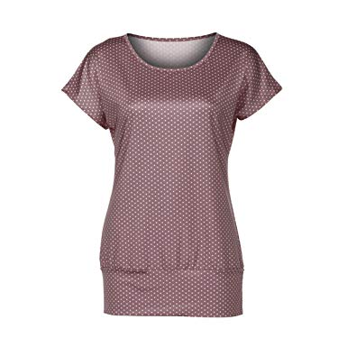KESEE Woman Short Sleeve Shirt Round Neck Dots Loose Blouse Tops