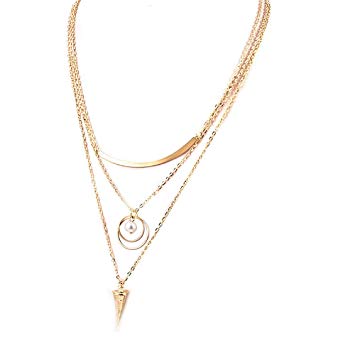 A&C Fashion Bohemia Alloy 3 Tier Necklace for Women. Unique Alloy Necklace for Girl. (Gold Color)