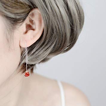 A&C Fashion Korean Version Red Rhinestones Heart Earrings for Women. Unique Handmade Earrings Jewelry for...