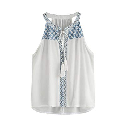 Funic Clearance !Women Summer Casual Sleeveless Lace Crop Top Vest Tank Shirt Blouse Cami Top