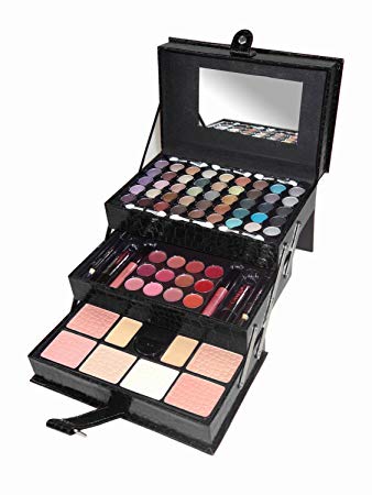 Cameo Matte All-in-one Makeup Kit, Crocodile Leather, Black