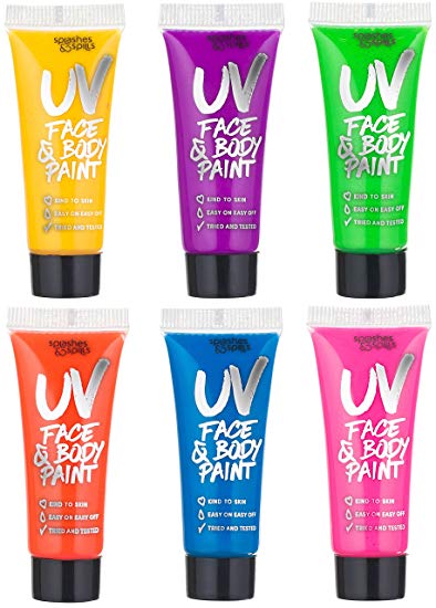 UV Glow Blacklight Face and Body Paint - 6 Color Variety Pack - 10ml – Day or Night Stage, Clubbing...