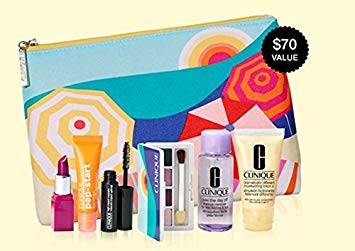 Clinique 2017 Gift Set 7 Pcs Primer Lipstick Eyeshadow Palette Eye Cream Moisturizer Mascara