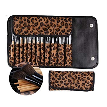 Lookatool 12 PCS Pro Makeup Brush Set Cosmetic Tool Leopard Bag Beauty Brushes (Leopard)