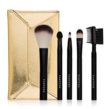 FANTCEN Makeup Brush Set Mini Brush Set Foundation Brush Set with Pure Golden Envelope for Cream...