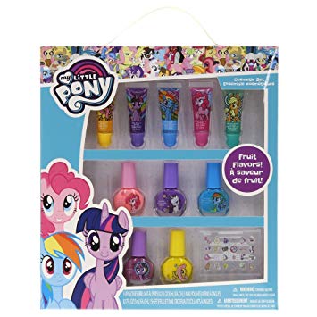 TownleyGirl My Little Pony Super Sparkly Cosmetic Set with lip gloss, nail polish and nail stickers