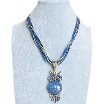 Black Friday Deals Pretty Jewelry Retro Bohemia Style Opal Owl Pendant Necklace