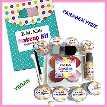14pc Kit E.M. Kids Natural Pretend Play Girls Makeup Set w/ Free Makeup Bag