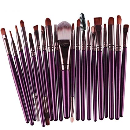 Leoy88 Professional 20 pcs Makeup Brush Set tools Make-up Toiletry Kit Wool Make Up Brush Set (Purple)