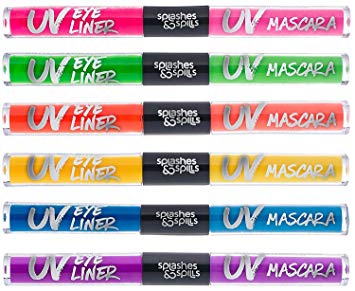 UV Glow Blacklight Eyeliner and Mascara Duo - 6 Color Variety Pack, 6ml – Day or Night Stage,...
