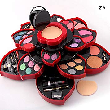 KeyZone Professional Rotatable Makeup Set Eyeshadow Powder Blusher Lip Gloss Lip Pencil Mascara Full...