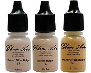 Glam Air Airbrush Water-based Foundation in Set of 3 Assorted Medium Satin Shades (For...