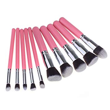 OVERMAL 10PCS/1Set Cosmetic Makeup Brush Brushes Set Foundation Powder Eyeshadow (Pink)