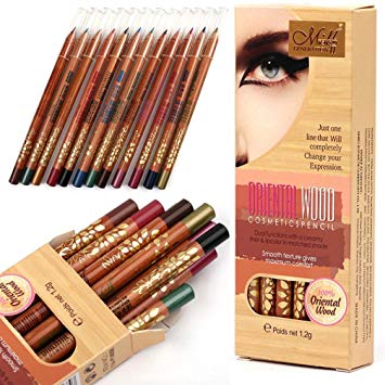 Lookatool 12 Colour Beauty Eye Shadow Eyeliner Woodiness Pencil Makeup Cosmetic Set