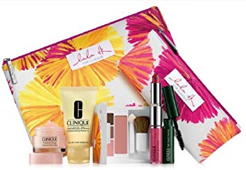 NEW Clinique Skin Care Makeup 7 Pc Gift Set Travel Size with Lulu Dk Makeup Bag